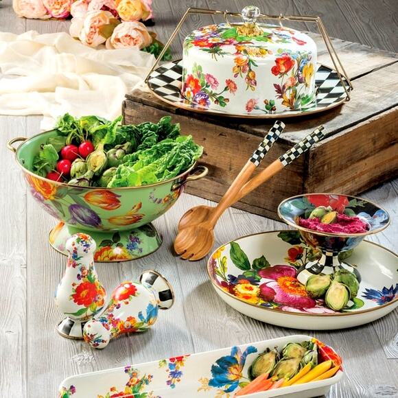 Brand New Mackenzie-Childs White Flower Market Cake Carrier - Picture 3 of 5